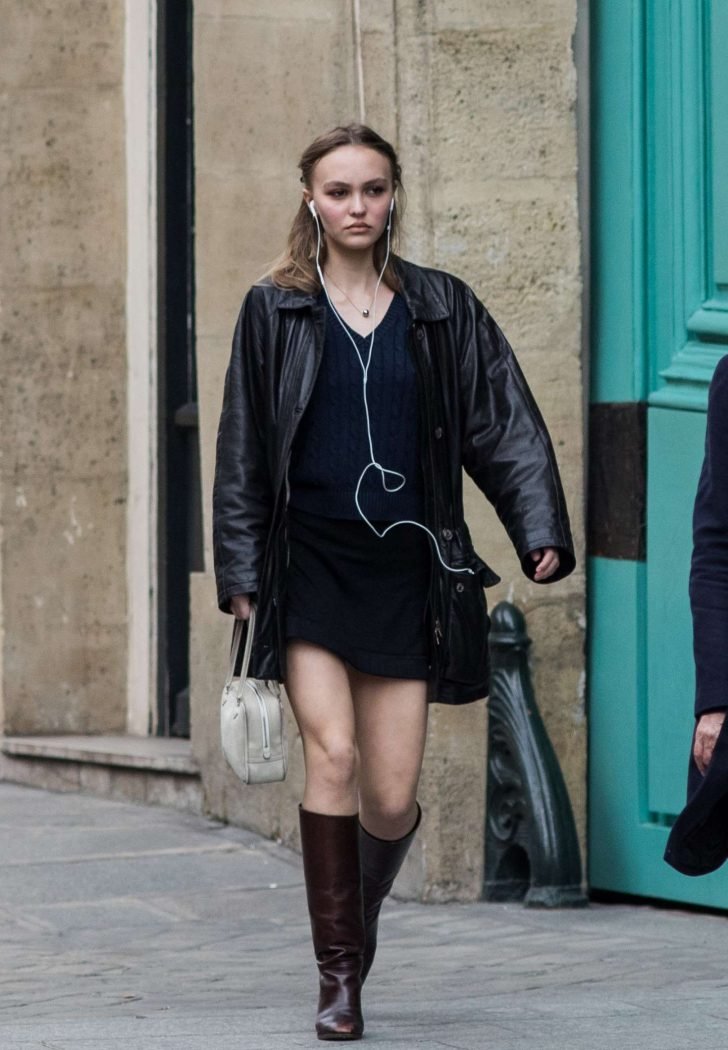 Lily Rose Depp in Mini Dress - Out in Paris