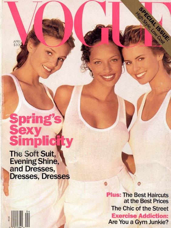 inoubliablemodelarmy: Wake Up Call  Bridget Hall, Brandi Quinones & Niki Taylor  US Vogue - April 1994  Photographer - Herb Ritts