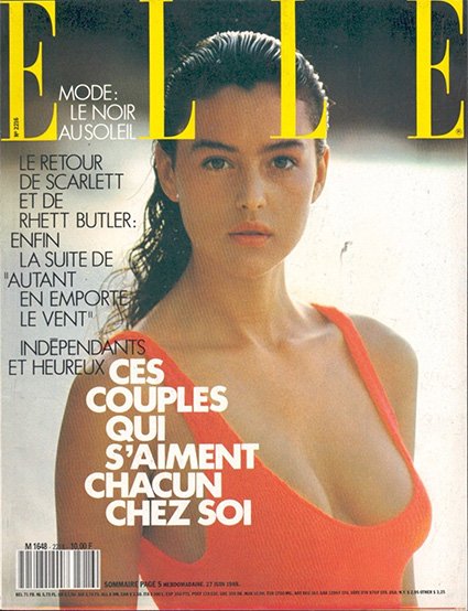 Моника Беллуччи на одной из ранних обложке для Elle (1988 год)