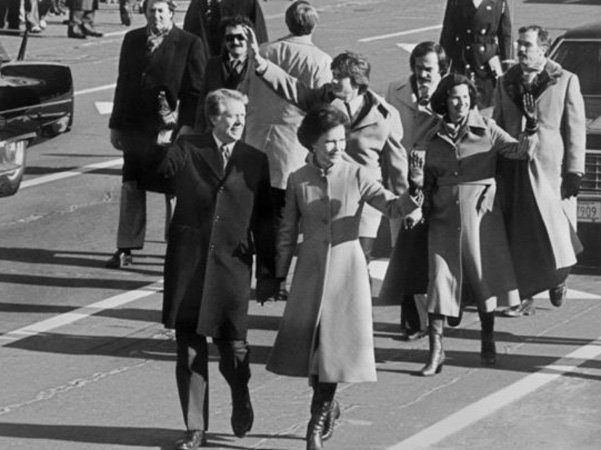 Джимми и Розалин Картер (слева), 21 января 1977 года