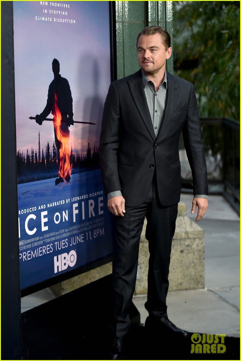leonardo dicaprio suits up for hbo ice on fire premiere 034304204