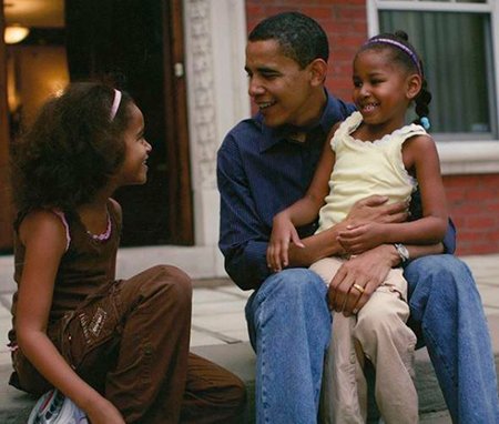 Барак Обама с дочками