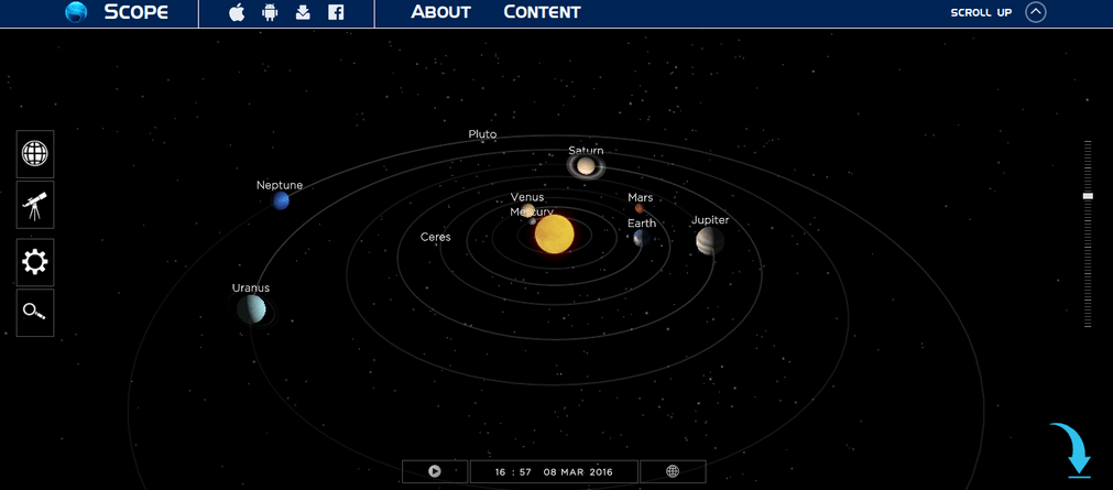 Интерактивная карта солнечной системы галактики, звездное небо, космос, луна, марс