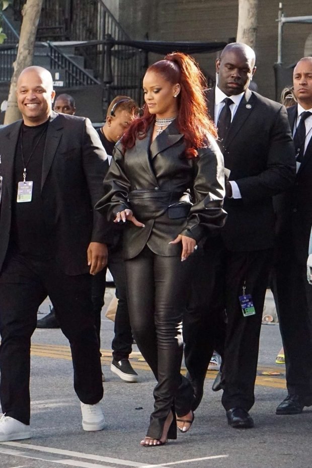 Rihanna in Leather: Arrives at BET Awards-03