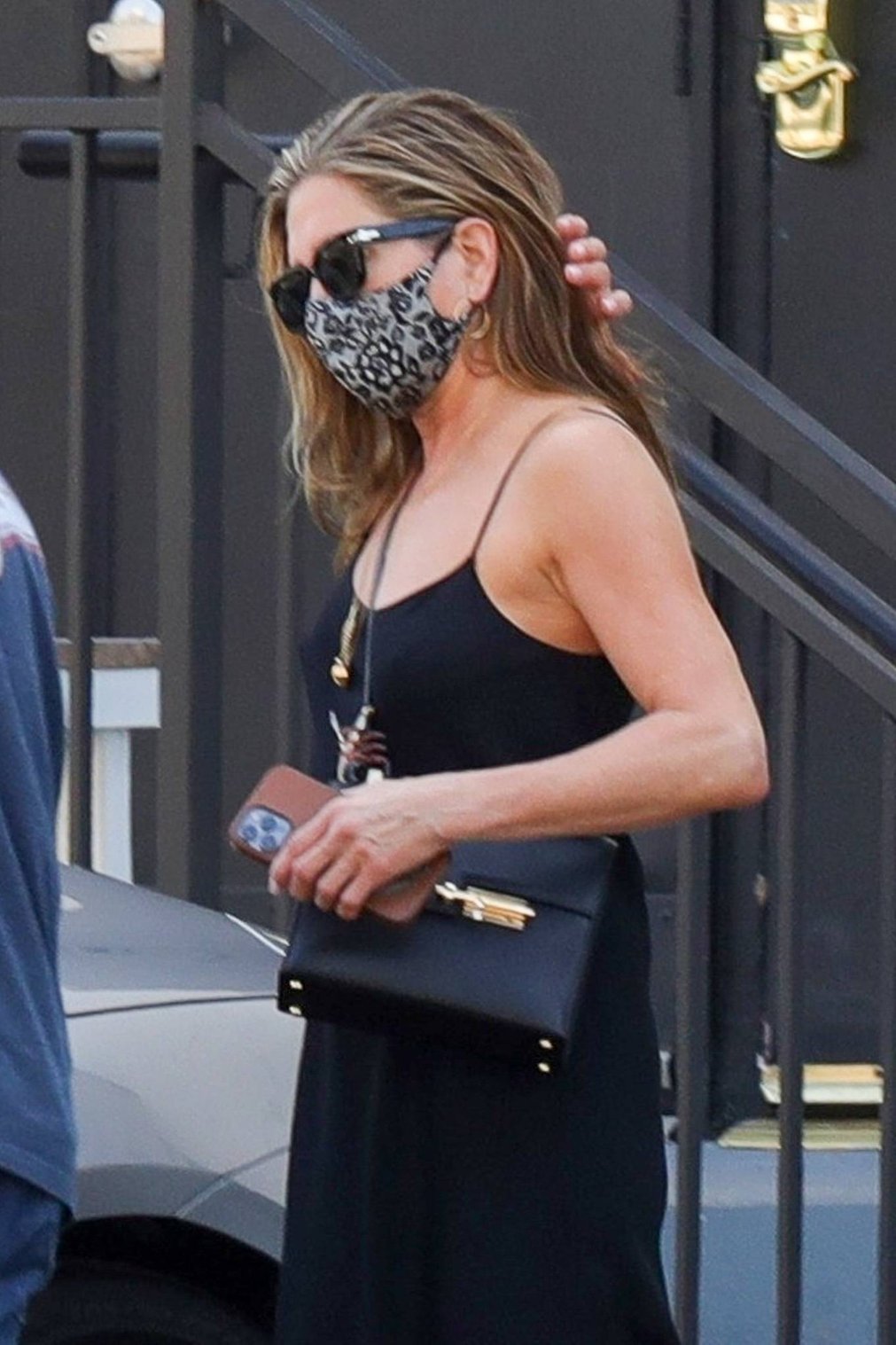 Jennifer Aniston 2021 : Jennifer Aniston – With bodyguard as she leaves a hair salon in Beverly Hills-07