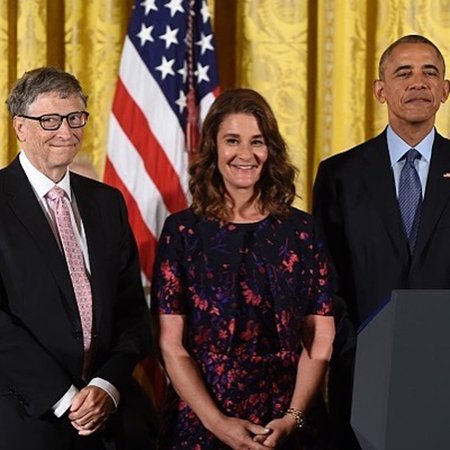 Билл и Мелинда Гейтс и Барак Обама