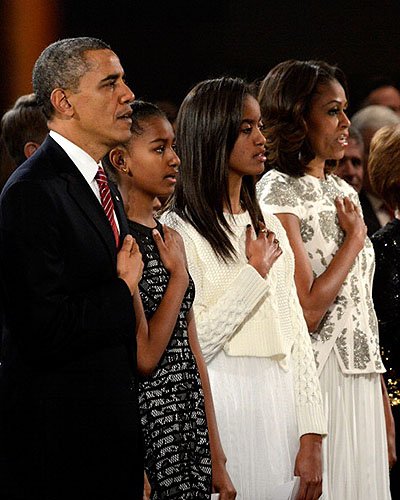 Барак Обама и Мишель Обама с дочерьми
