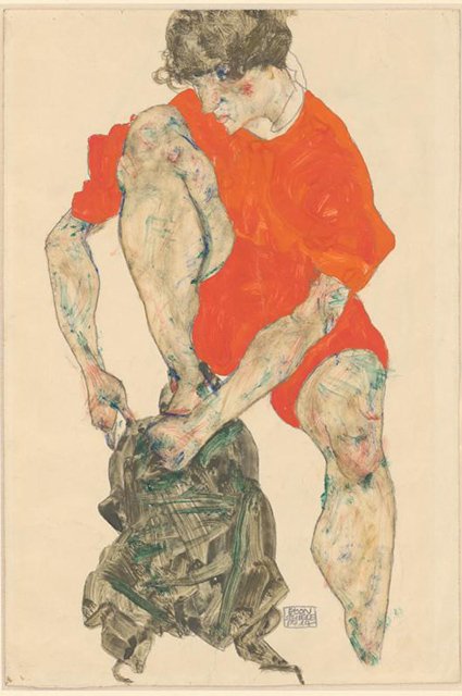 Эгон Шиле. Натурщица в красном. 1914