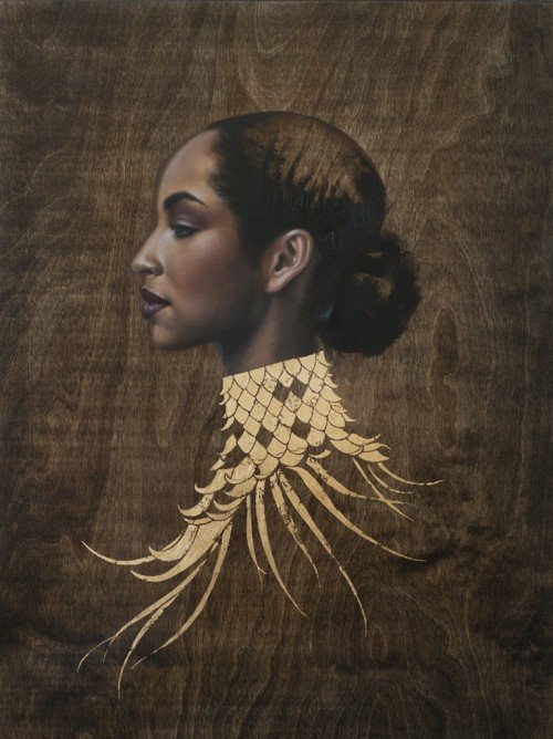 'In Another Time' by Sara Golish
Oil & gold leaf on wood panel