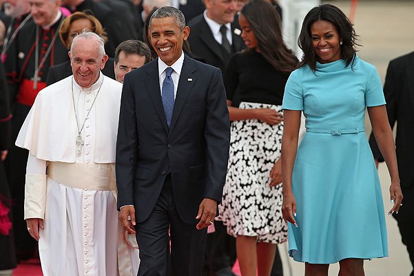 Папа Римский Франциск, Барак Обама и Мишель Обама