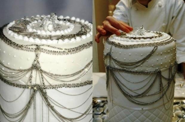 8. Платиновый торт ($130 тыс.) Этот торт украшен ювелирными изделиями из платины Платиновый торт, со