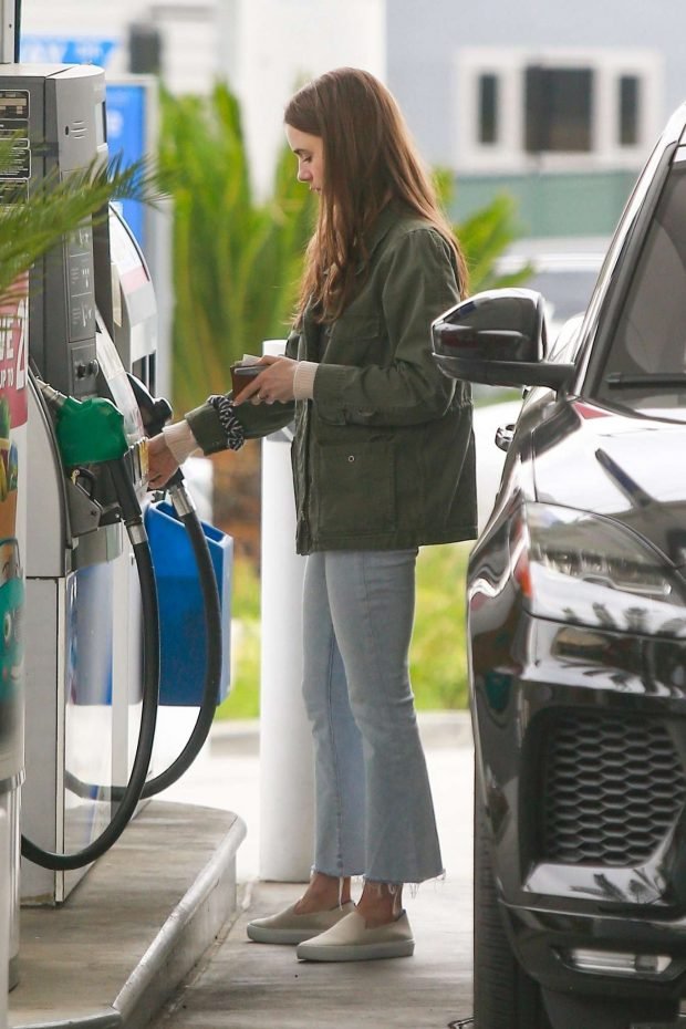 Lily Collins at a gas station in West Hollywood -03