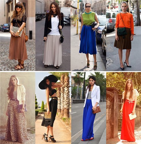 С чем носить длинную юбку в пол, фото, обзор юбок различного цвета